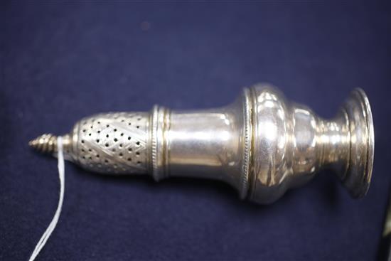 An early George III silver baluster pepperette, 3 oz.